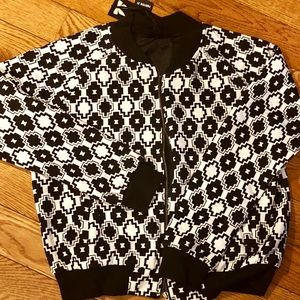 NWT Quilted Geo Print Bomber Jacket-Forever 21-(Large)